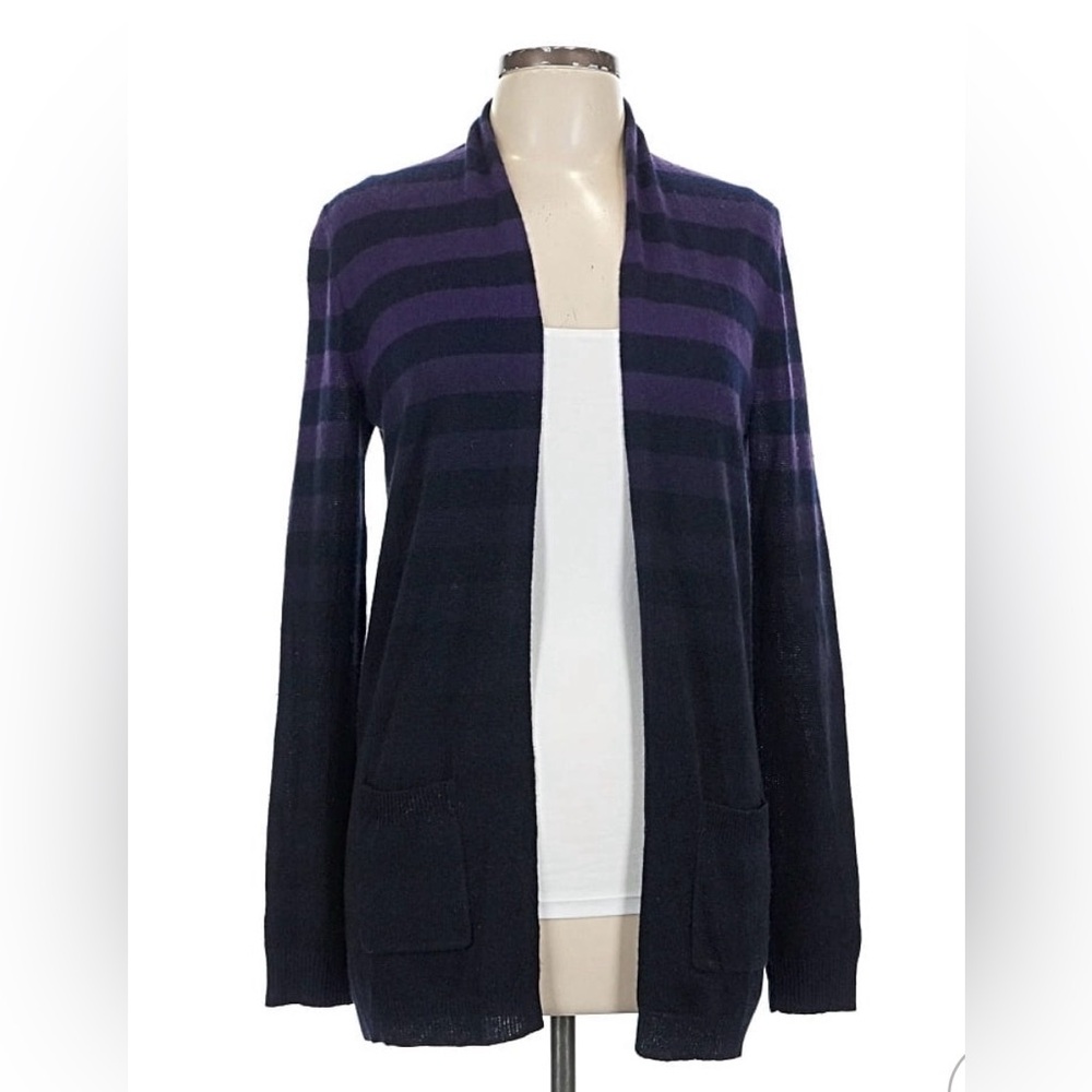 Theory Purple and Black Striped Cardigan